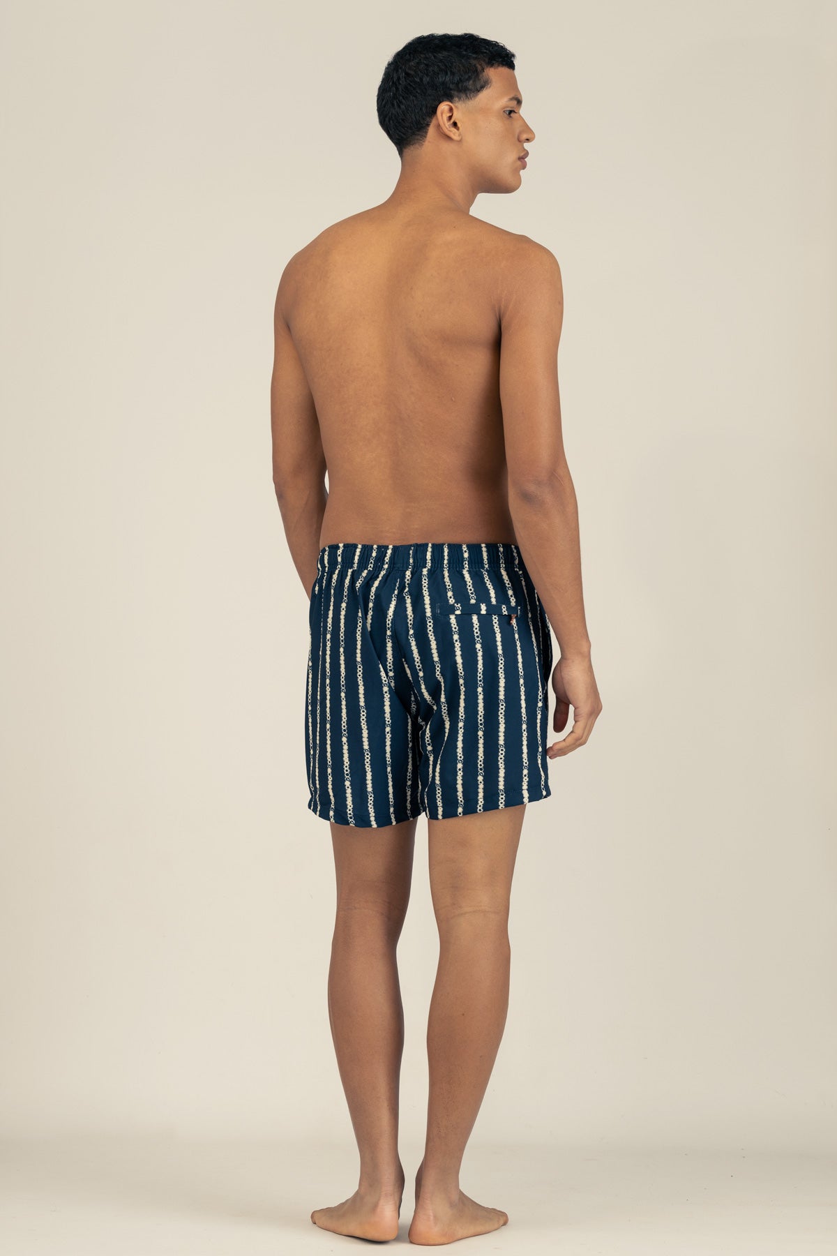 Short de Baño Classic Floral Stripe Blue - Polonio