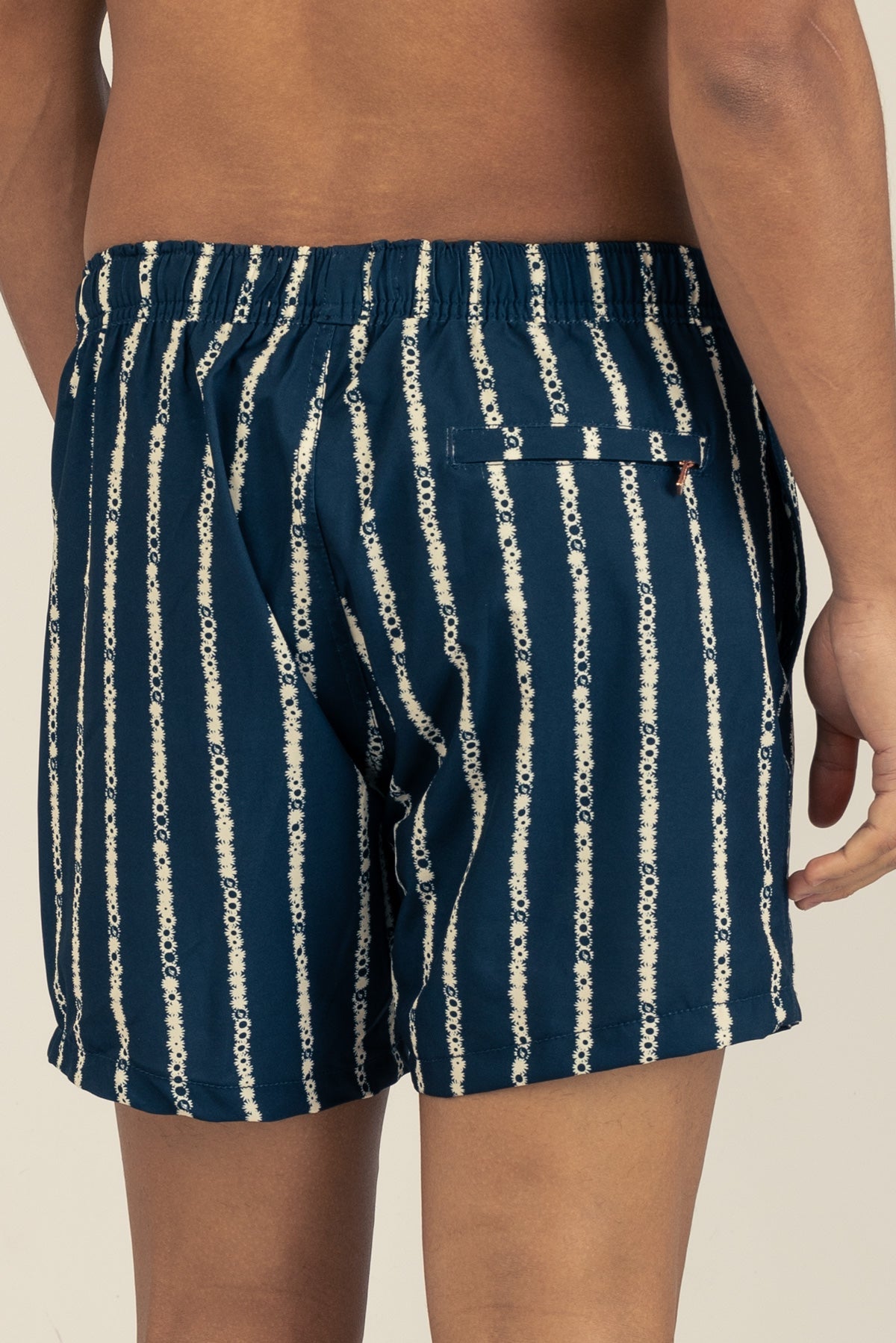 Short de Baño Classic Floral Stripe Blue - Polonio