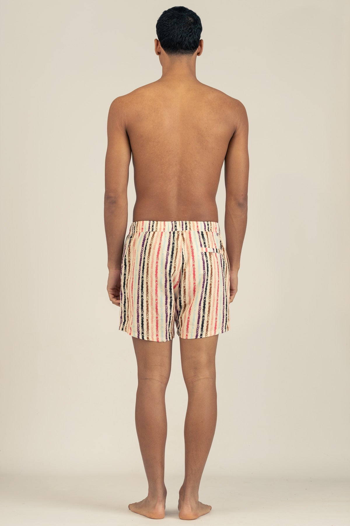 Short de Baño Classic Floral Stripe Cream - Polonio