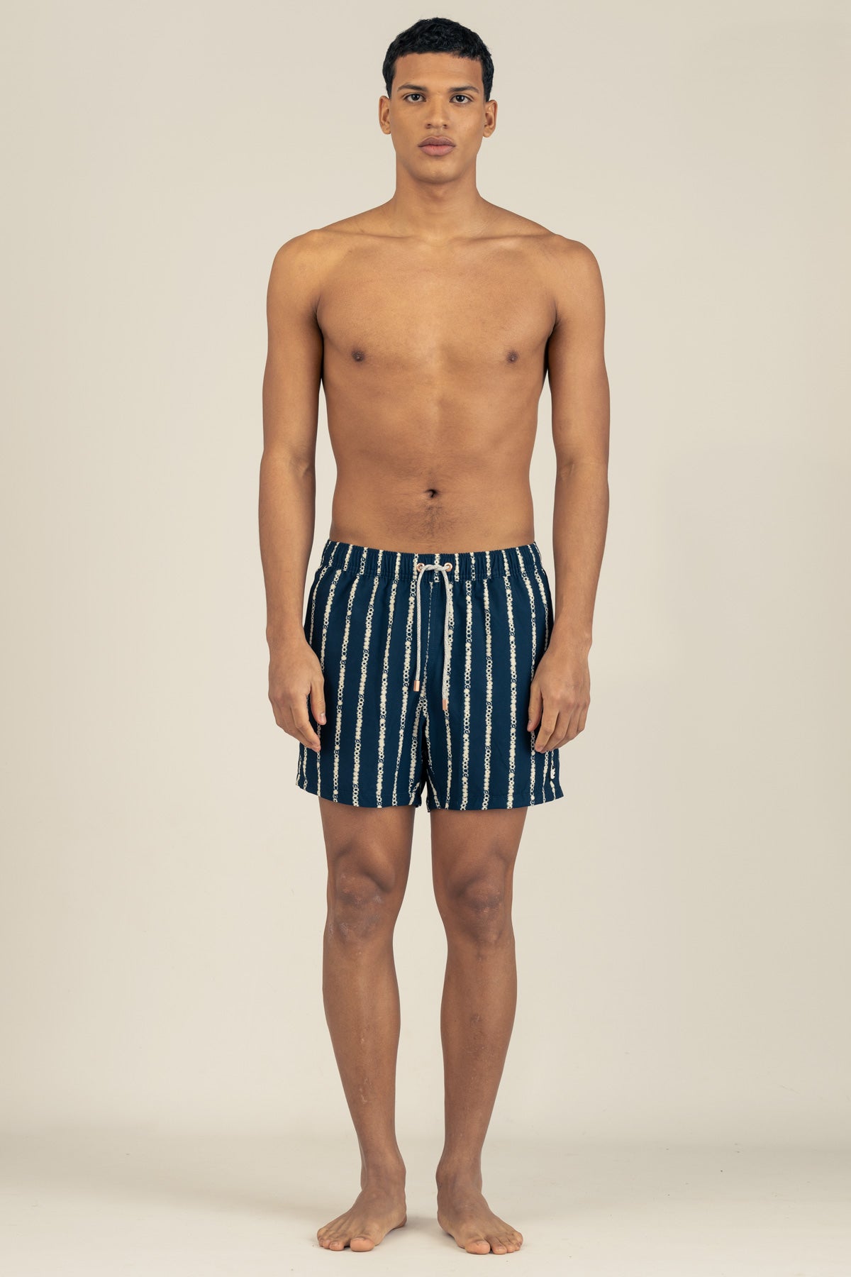 Short de Baño Classic Floral Stripe Blue - Polonio